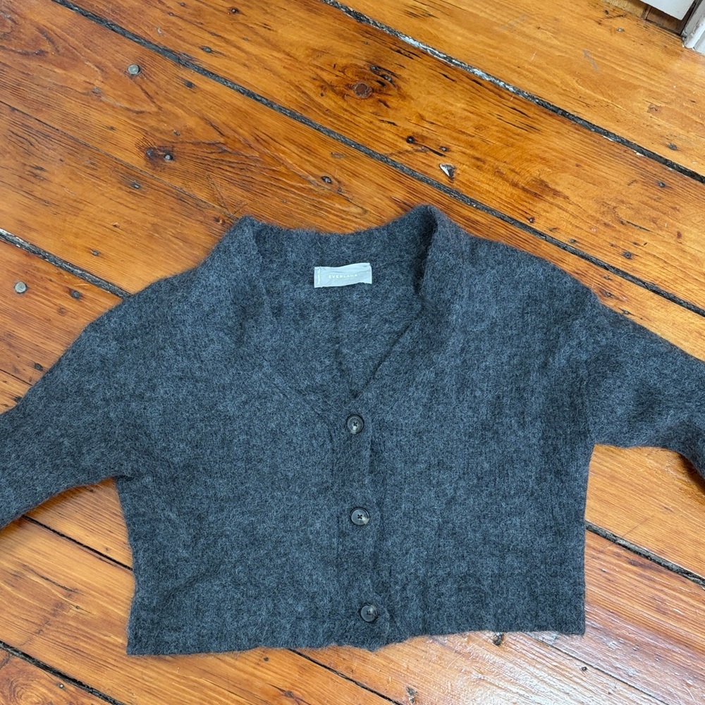 Cropped Everlane Alpaca Cardigan - Charcoal